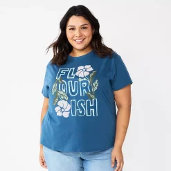 Plus Size Sonoma Goods For Life® Relaxed Graphic Tee -StyleUp Sales Store 5988101 Blue Flourish