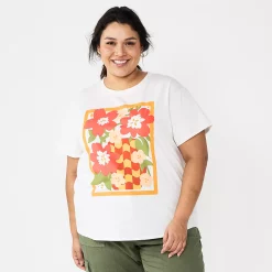 Plus Size Sonoma Goods For Life® Relaxed Graphic Tee -StyleUp Sales Store 5988101 Red Floral