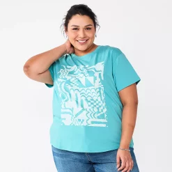 Plus Size Sonoma Goods For Life® Relaxed Graphic Tee -StyleUp Sales Store 5988101 Turqouise Geo