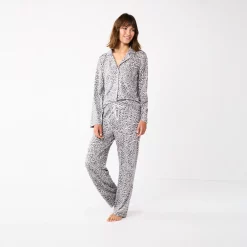 Women's Sonoma Goods For Life® Knit Pajama Shirt & Pajama Pants Sleep Set 13 Women's Sonoma Goods For Life® Knit Pajama Shirt & Pajama Pants Sleep Set -StyleUp Sales Store 6076381 ALT2
