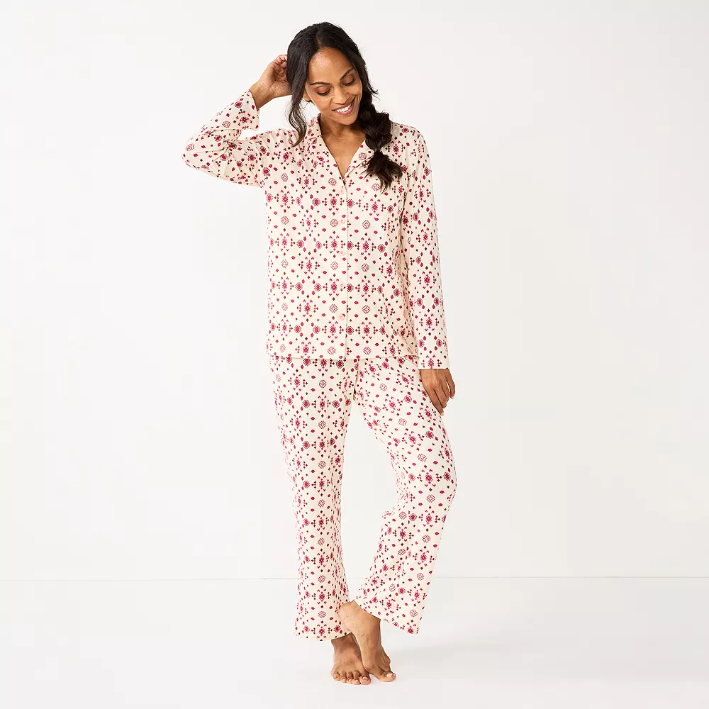 Women's Sonoma Goods For Life® Knit Pajama Shirt & Pajama Pants Sleep Set 6 Women's Sonoma Goods For Life® Knit Pajama Shirt & Pajama Pants Sleep Set - Image 4