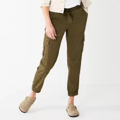 Women's Sonoma Goods For Life® Mid Rise Pull On Jogger Pants -StyleUp Sales Store 6120482 Olive