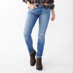 Women's Sonoma Goods For Life® Supersoft Stretch Midrise Skinny Jeans -StyleUp Sales Store 6124976 Donner Destructed