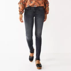 Women's Sonoma Goods For Life® Supersoft Stretch Midrise Skinny Jeans -StyleUp Sales Store 6124976 Gray Raw Hem